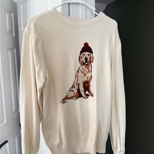 Chaps Cream Sweater with Dog Motif